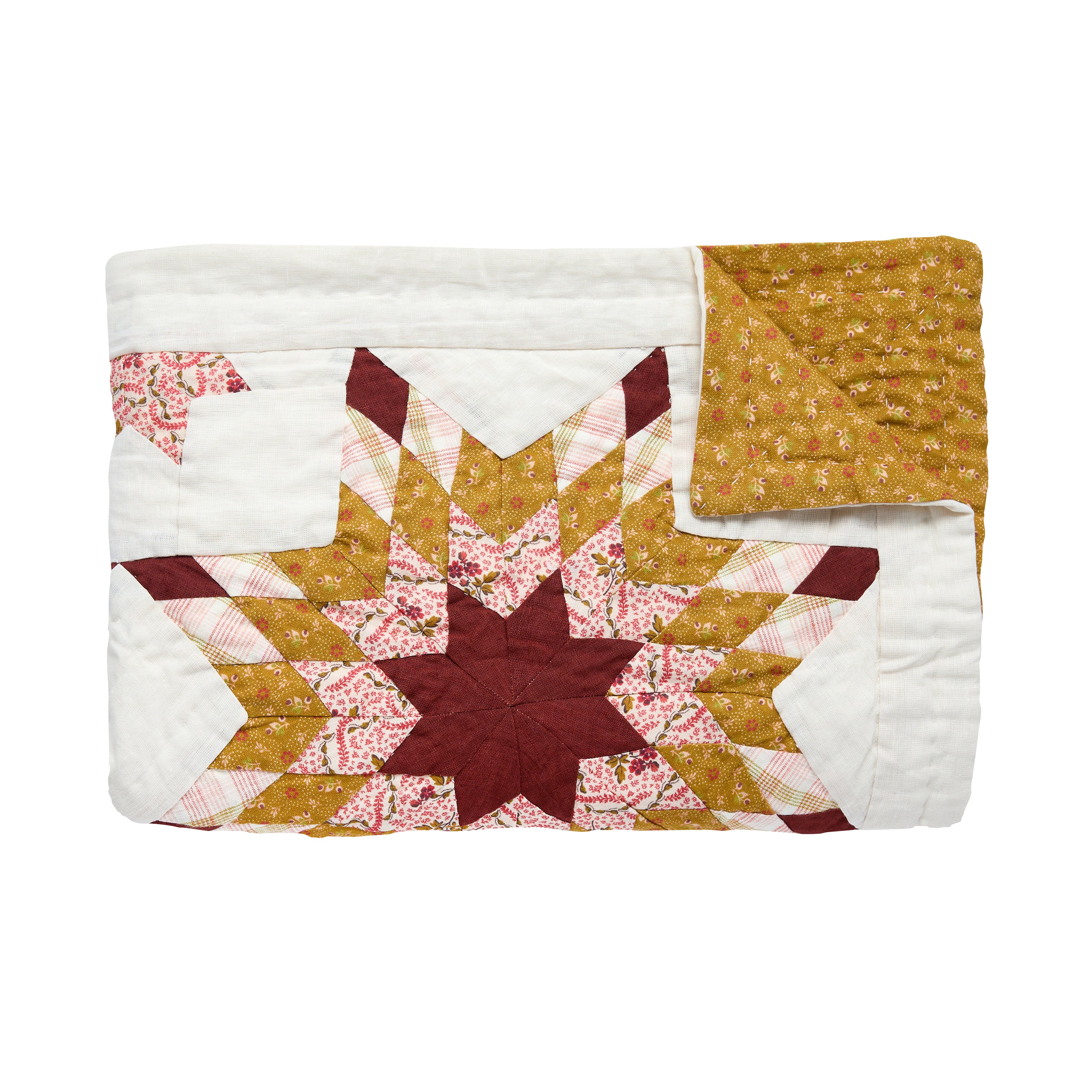 Harvest Star patchwork quilt BABY, turmeric