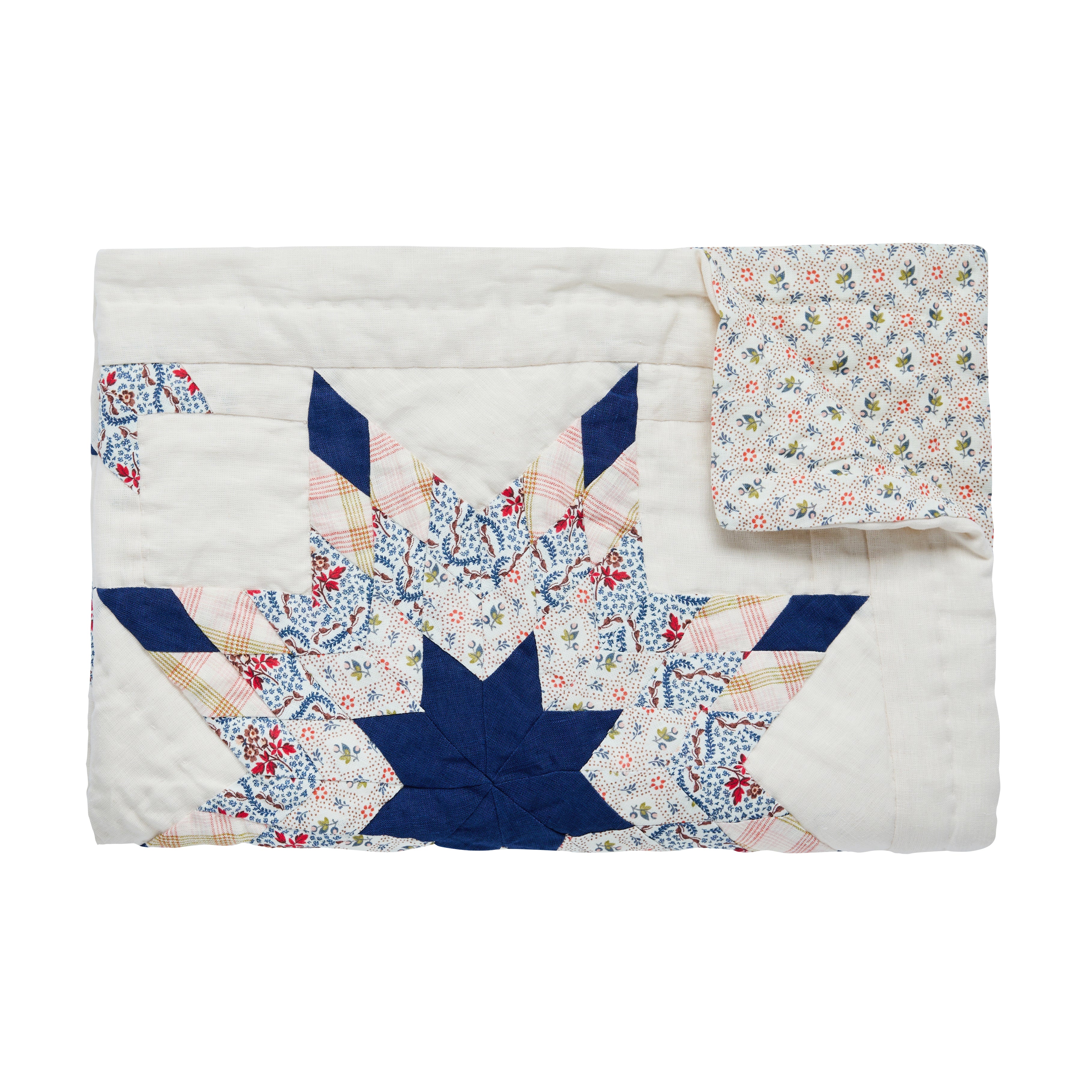 Harvest Star patchwork quilt BABY, navy