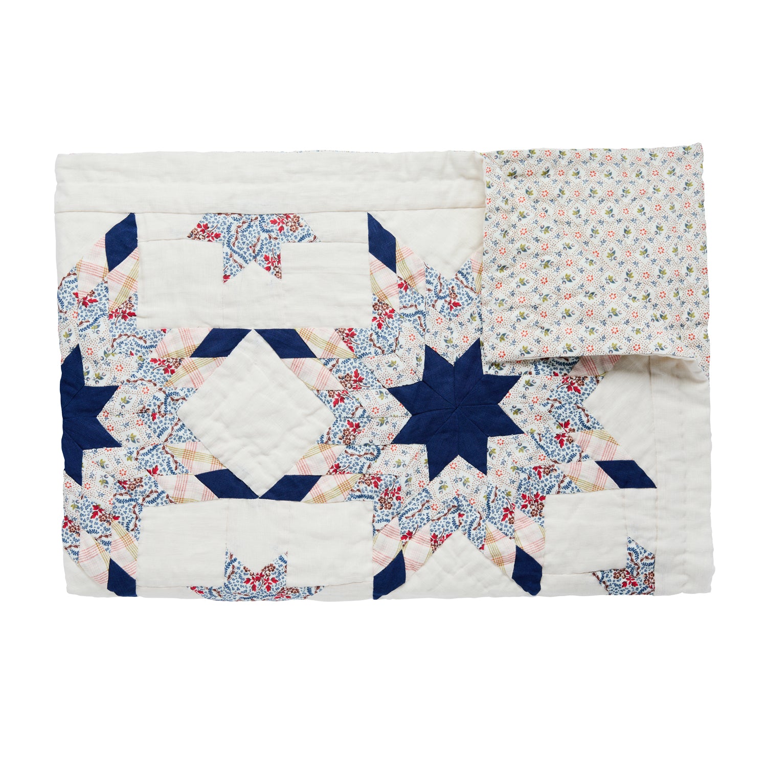 Harvest Star patchwork quilt, navy