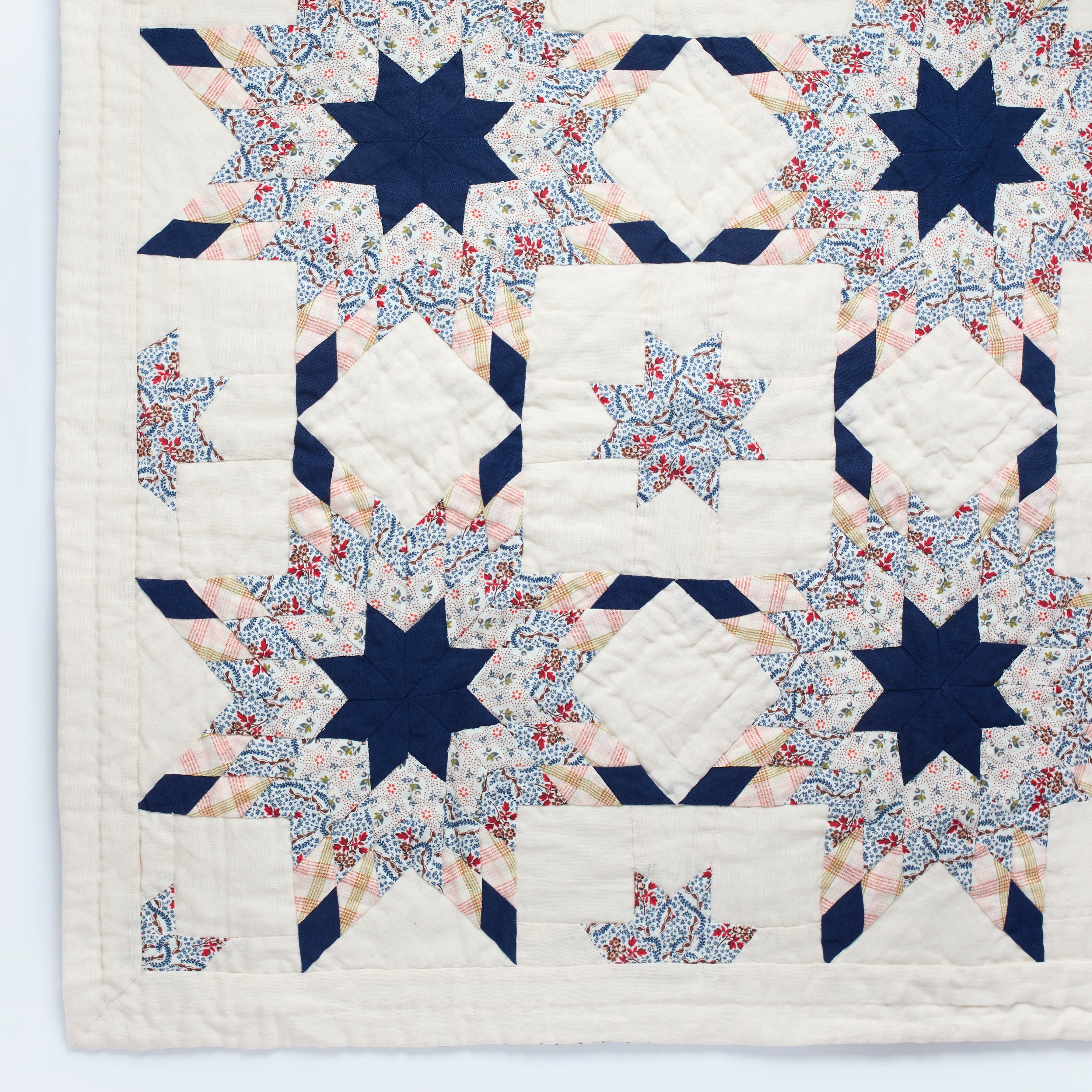 Harvest Star patchwork quilt, navy