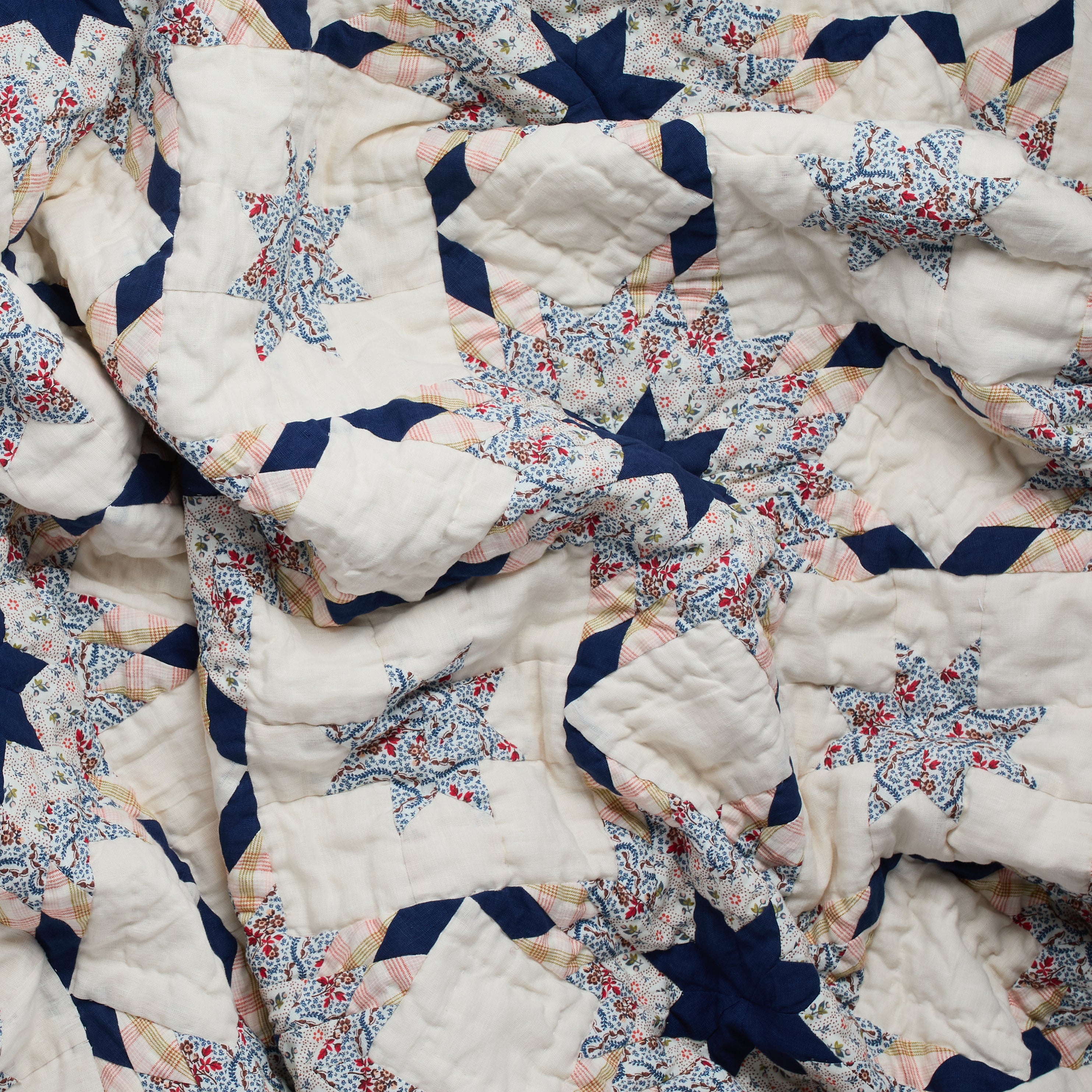 Harvest Star patchwork quilt, navy