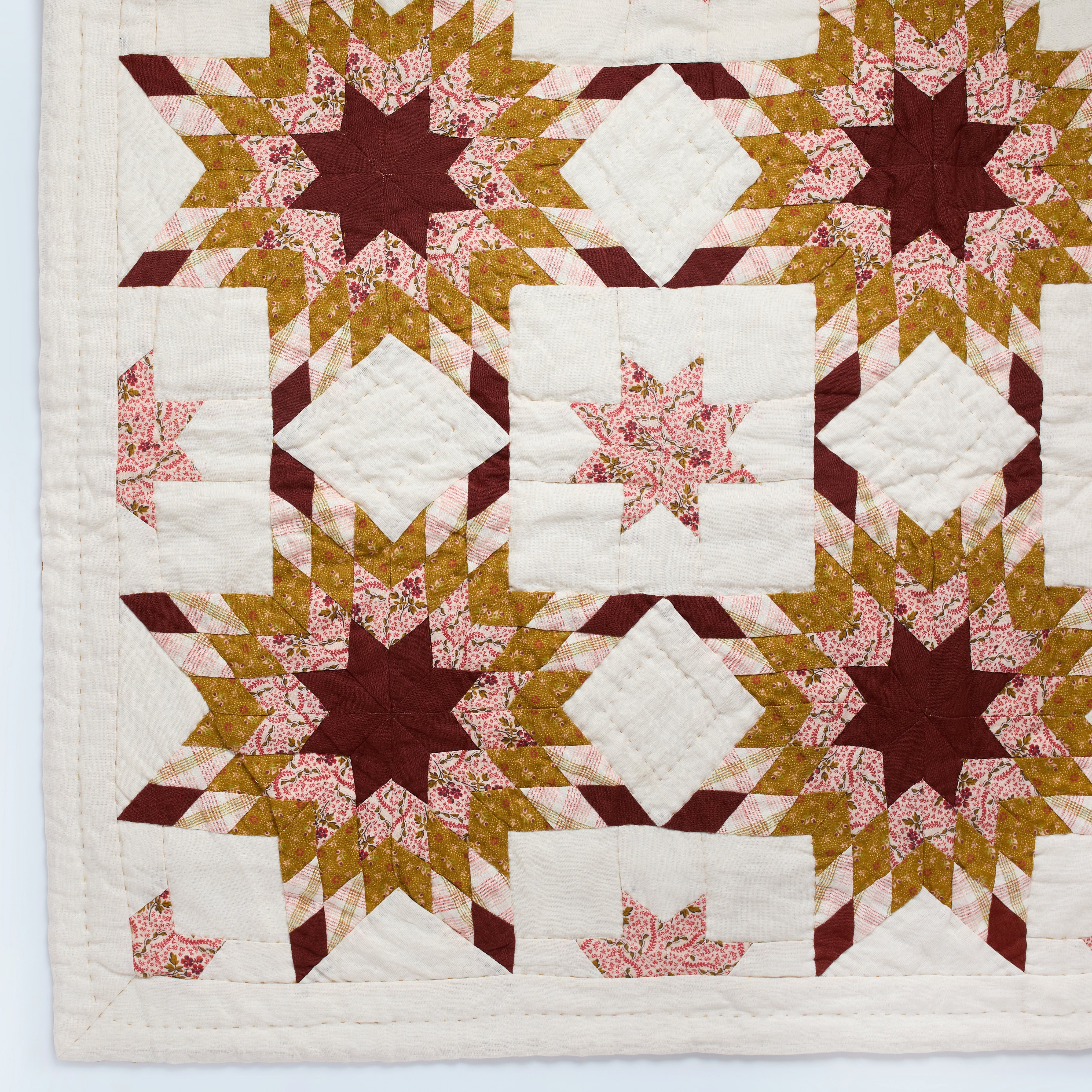 Harvest Star patchwork quilt, turmeric