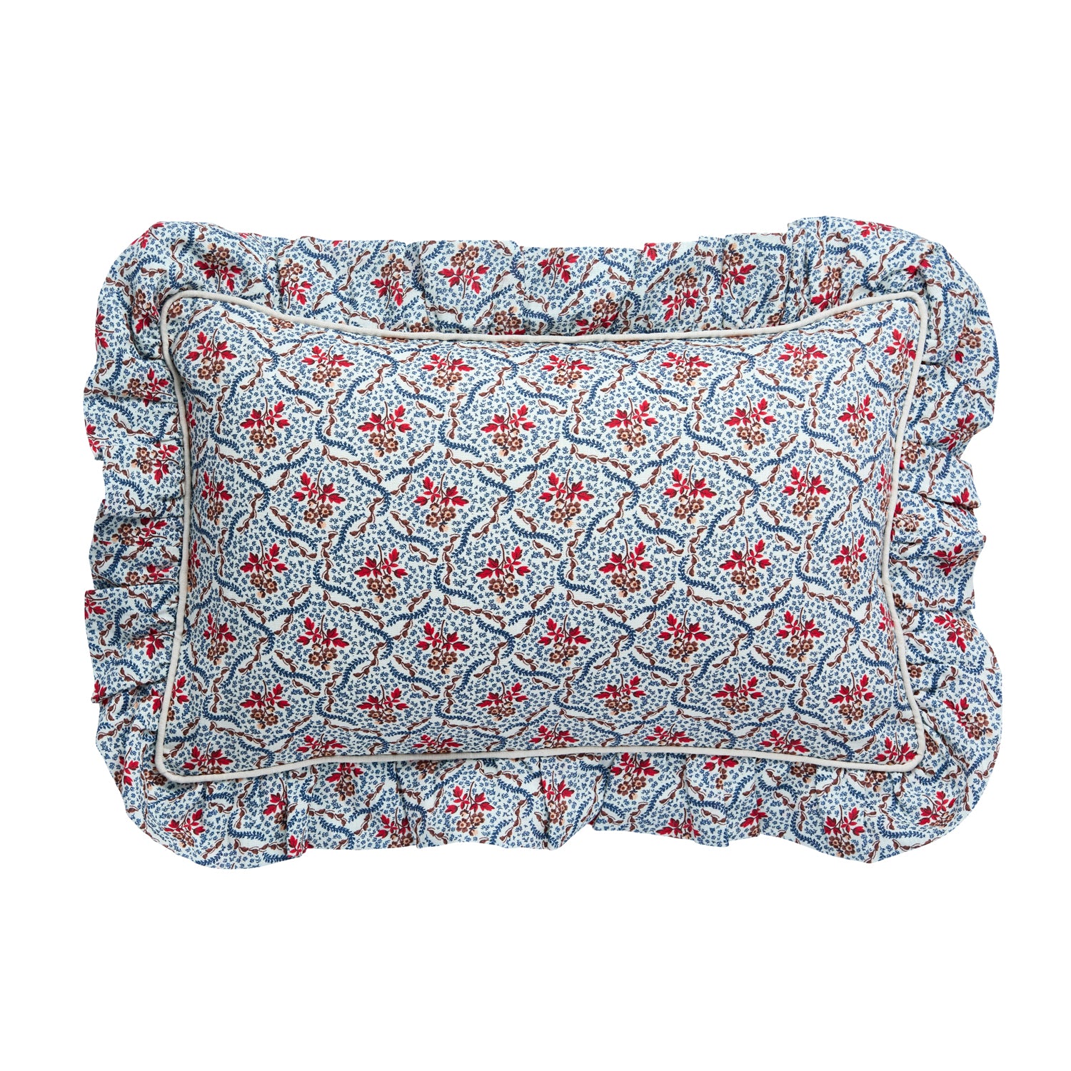 Rosalie Vine frill cushion, navy