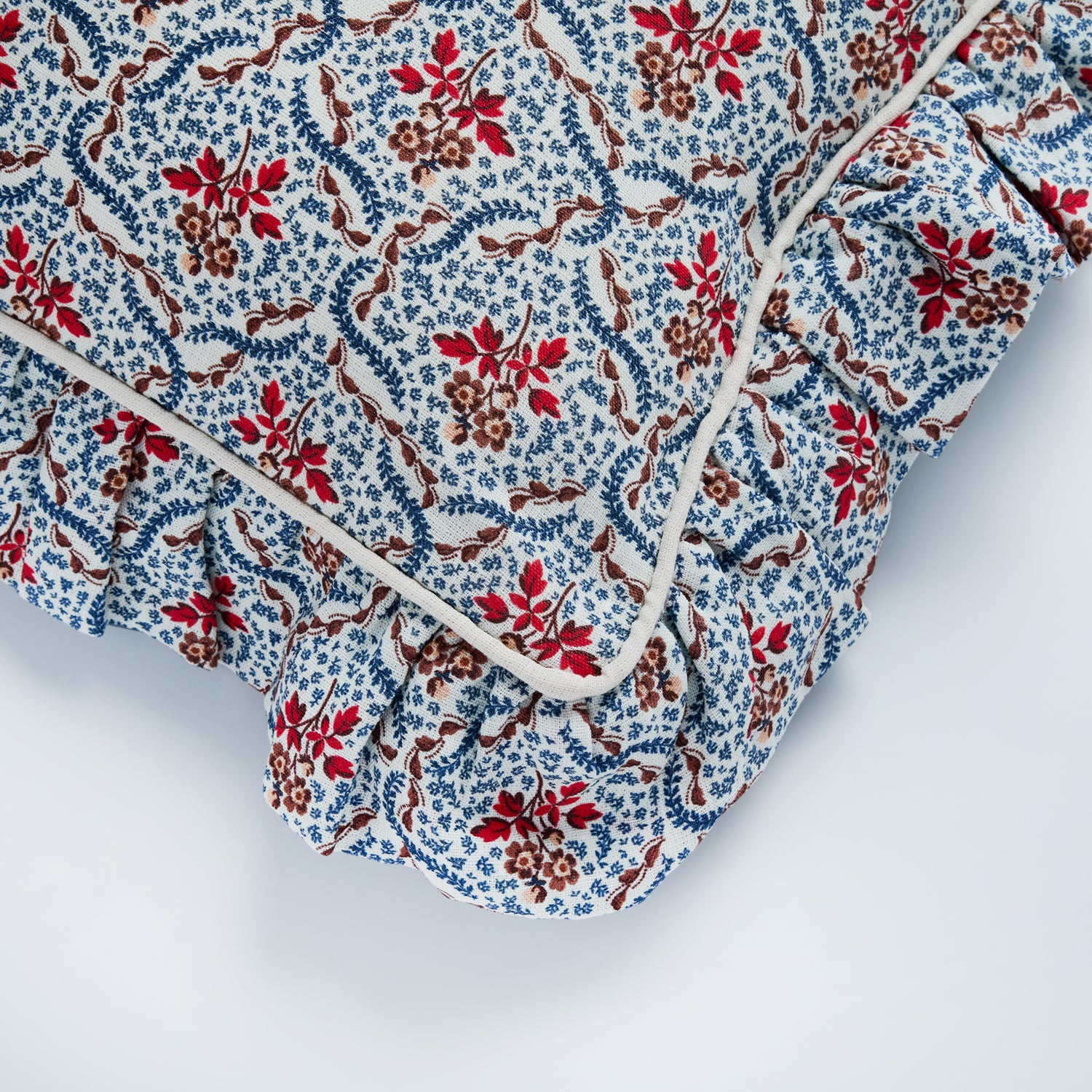 Rosalie Vine frill cushion, navy