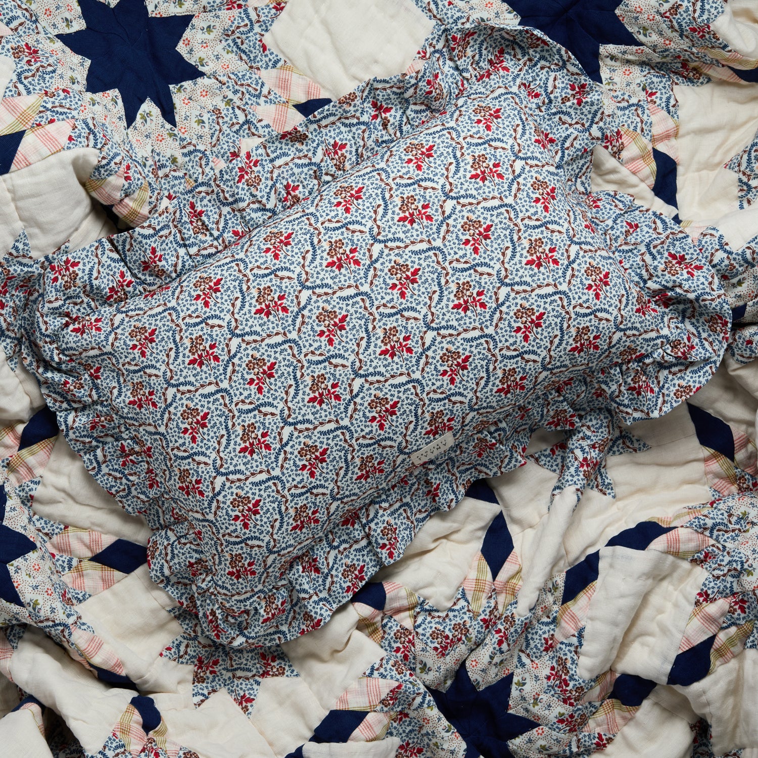 Rosalie Vine frill cushion, navy