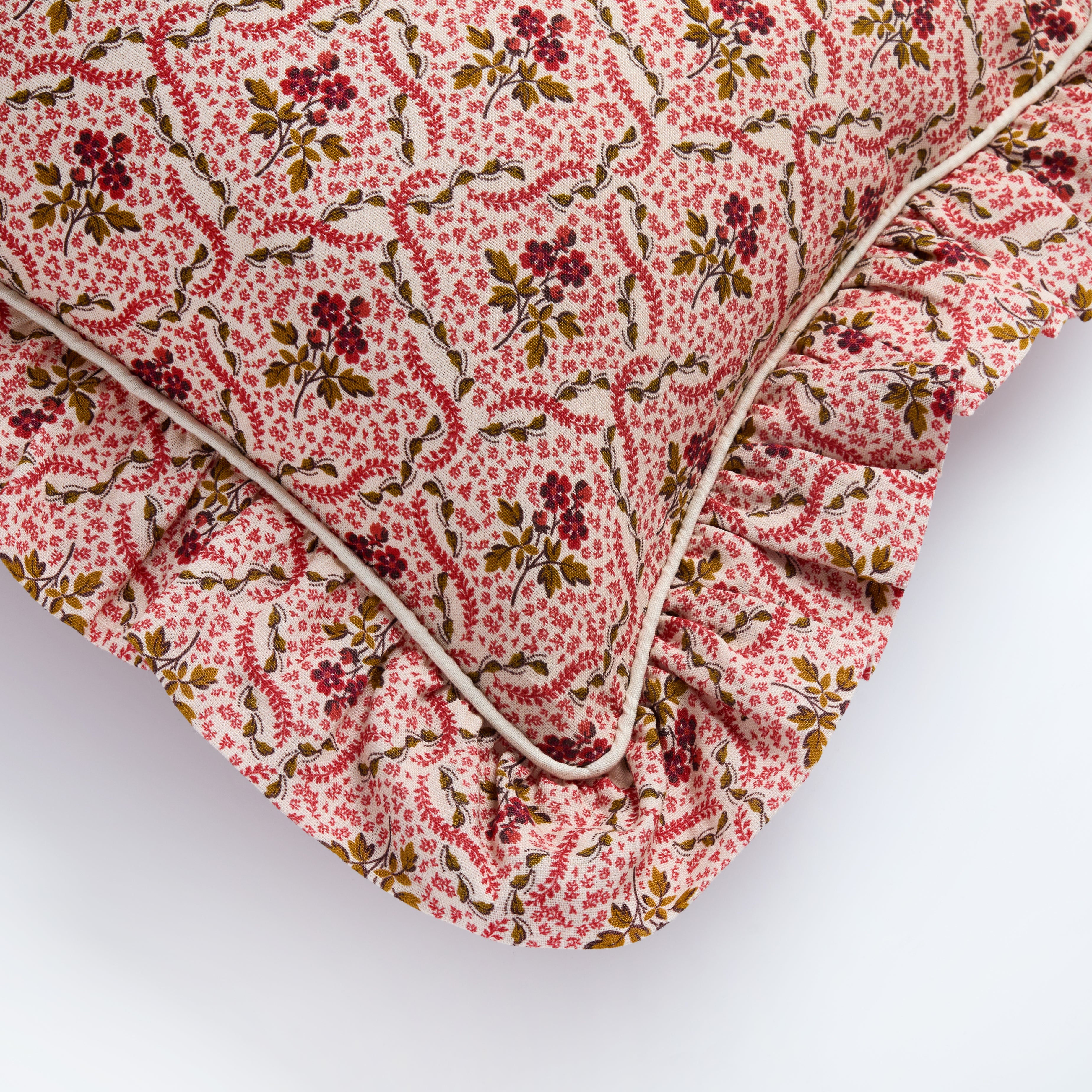 Rosalie Vine frill cushion, pink