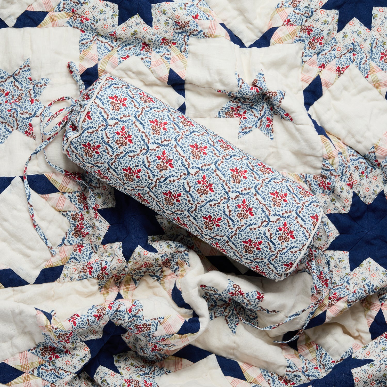 Harvest Star patchwork quilt, navy