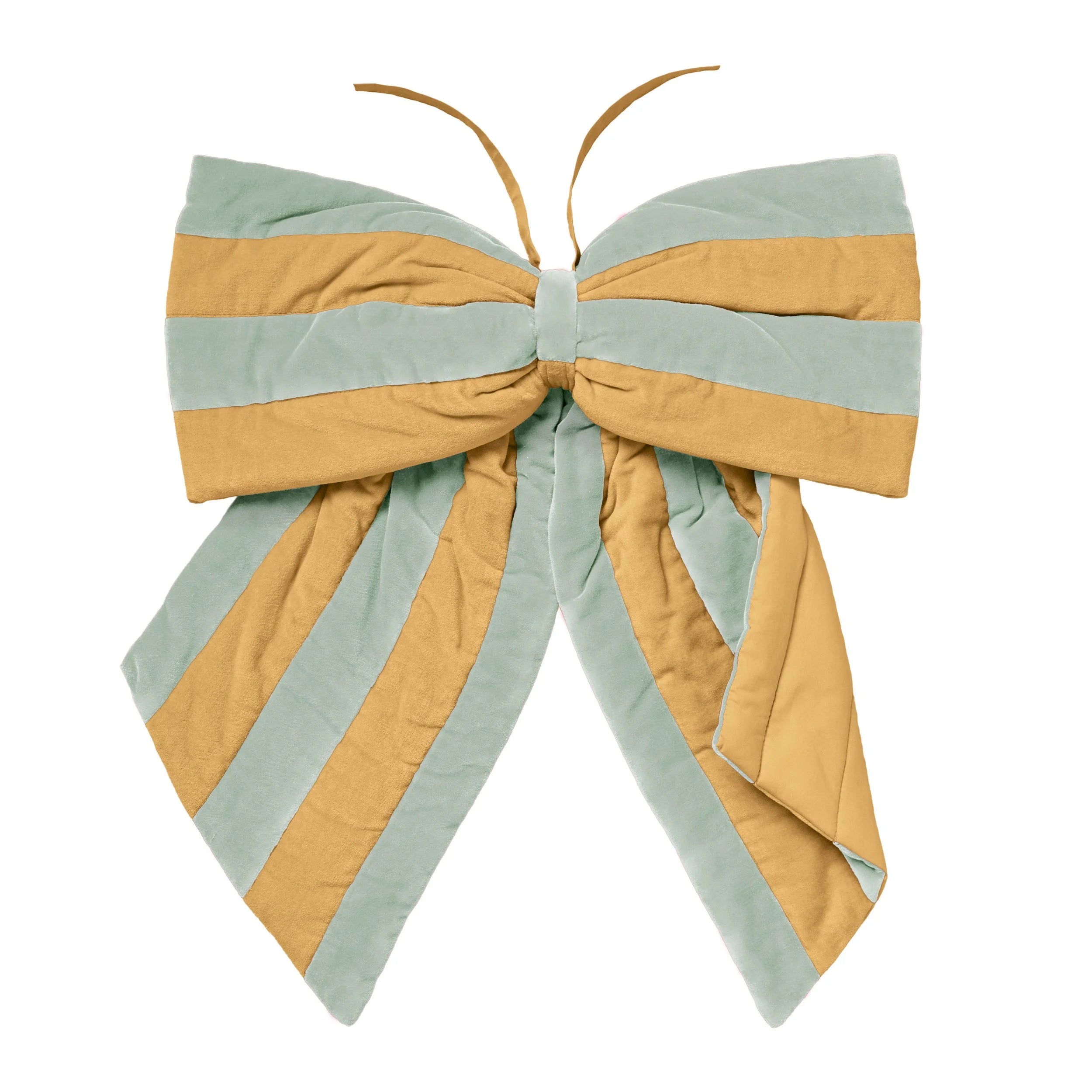 Marionette velvet striped bow, pistachio/butter yellow