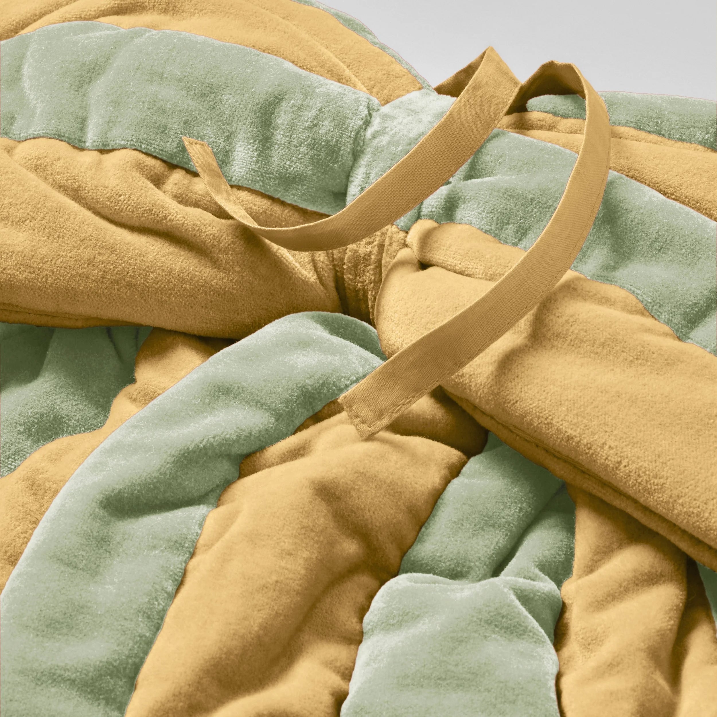 Marionette velvet striped bow, pistachio/butter yellow
