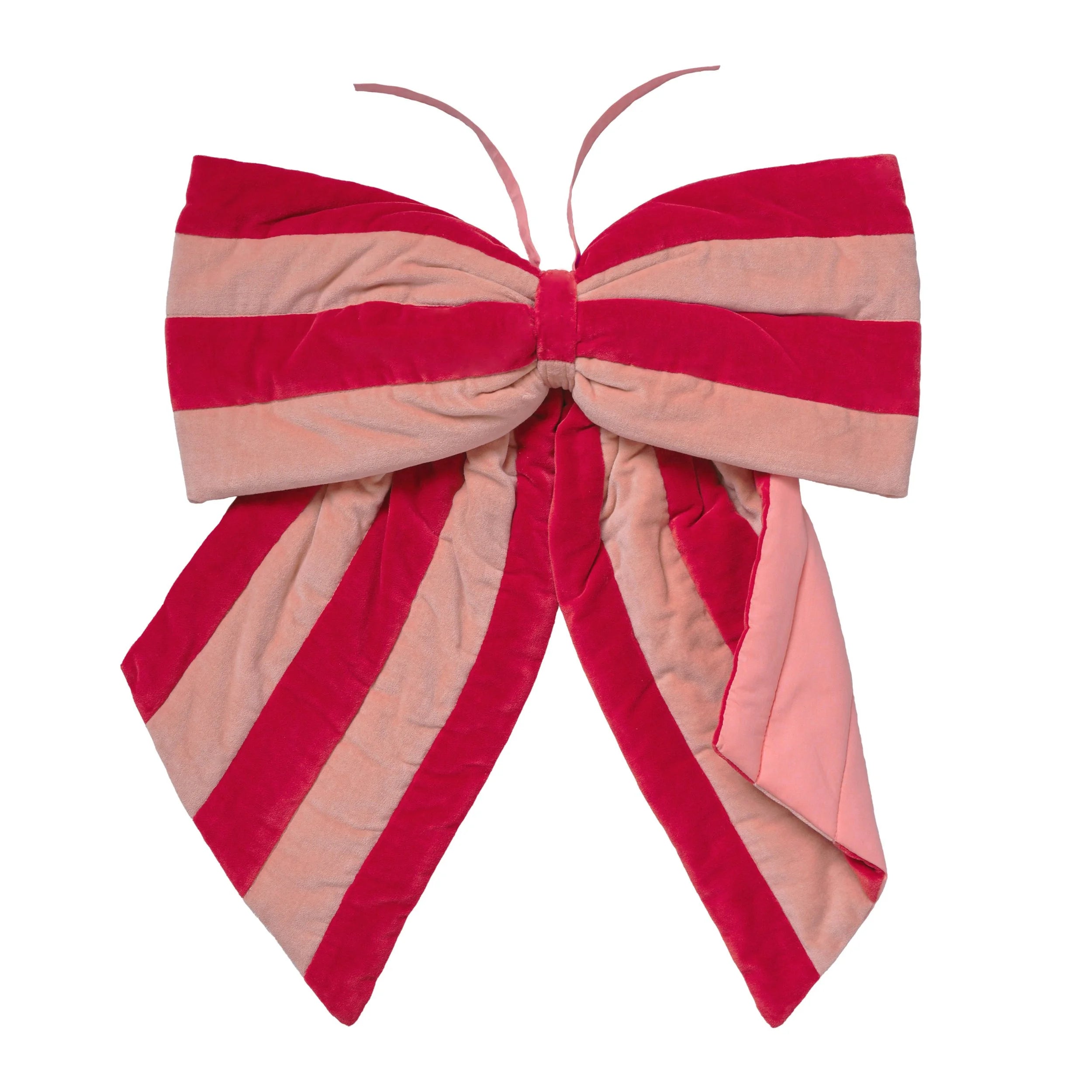 Stripe velvet bow, red/pink