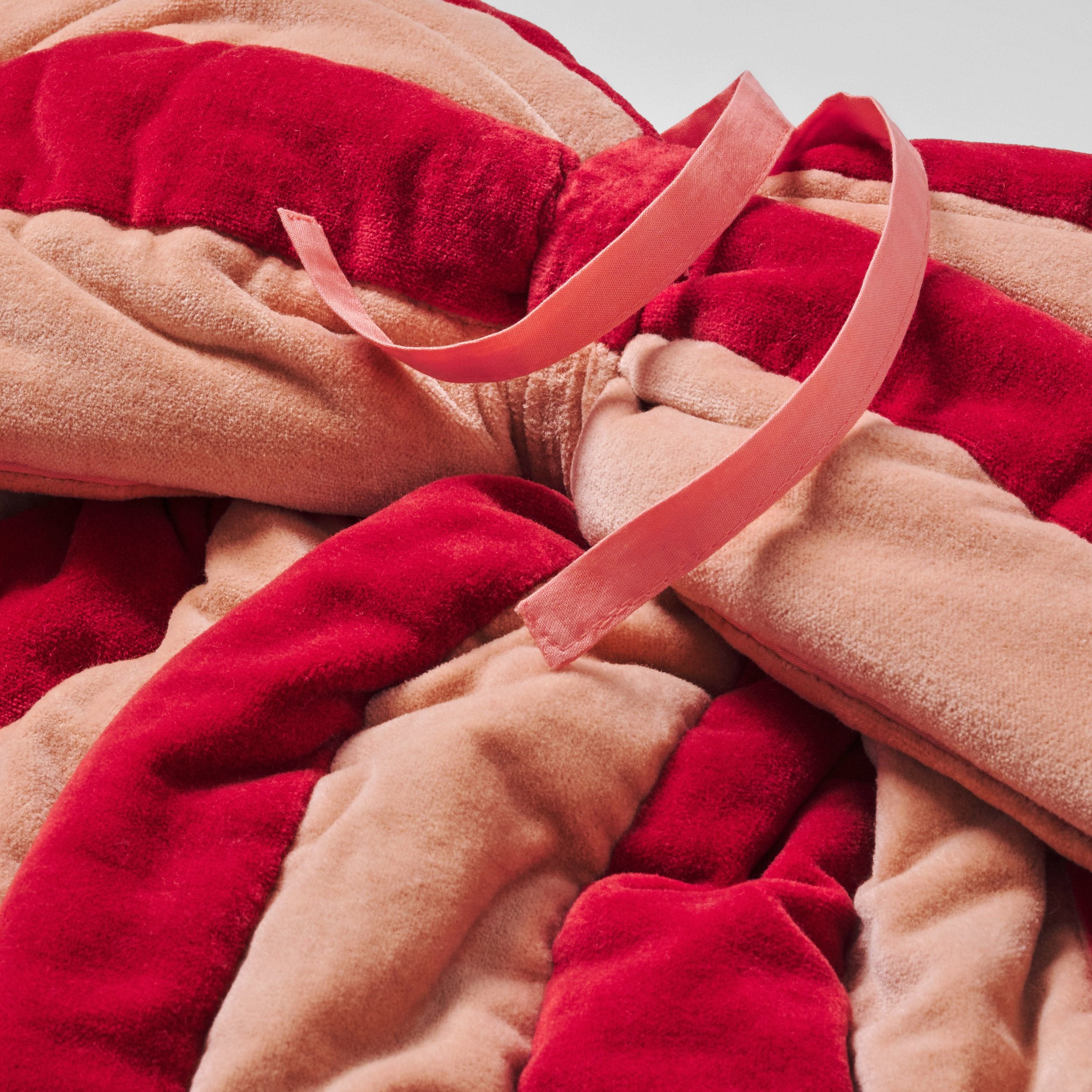 Stripe velvet bow, red/pink