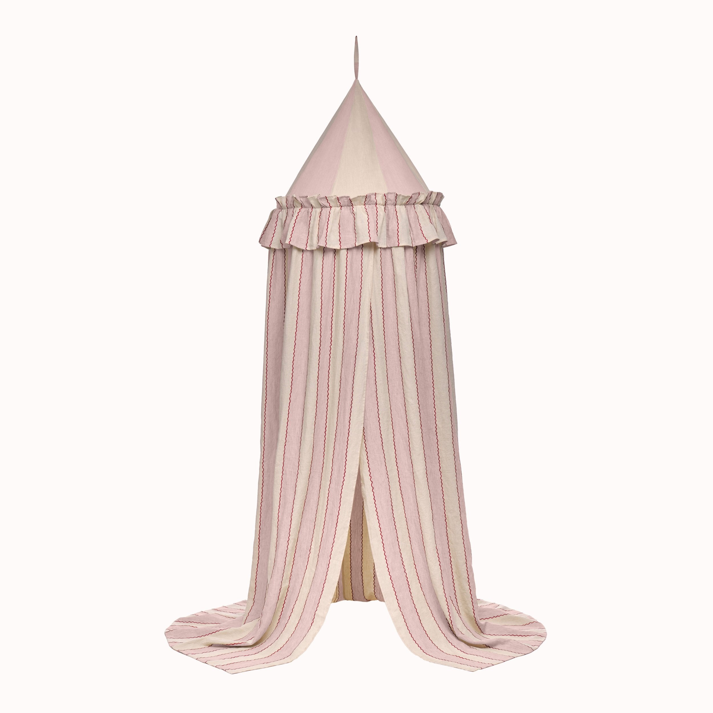 PRE-ORDER Marionette Stripe Embroidered canopy, pink, AUG DELIVERY