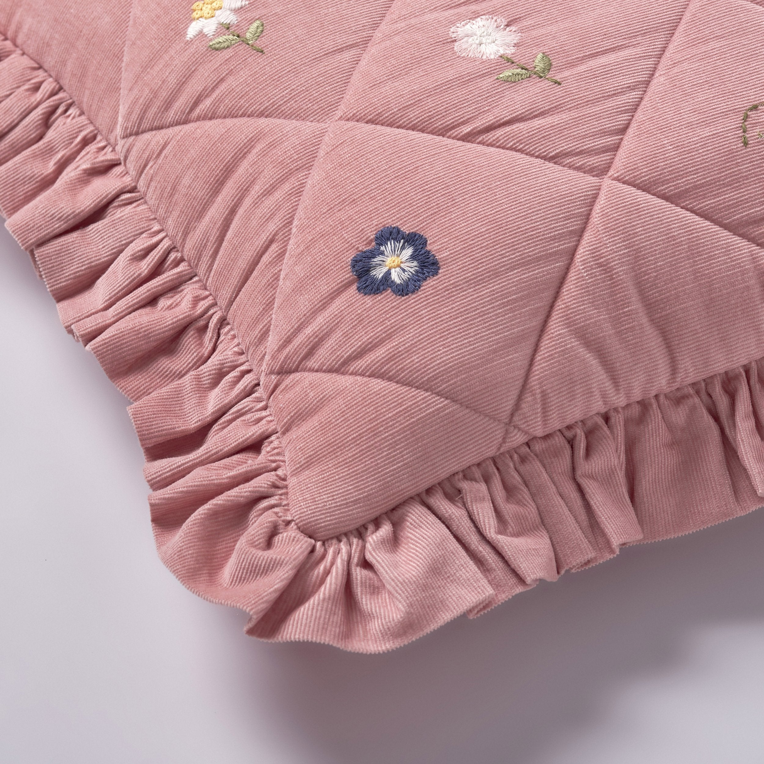 Orvokki cord embroidery cushion, blush