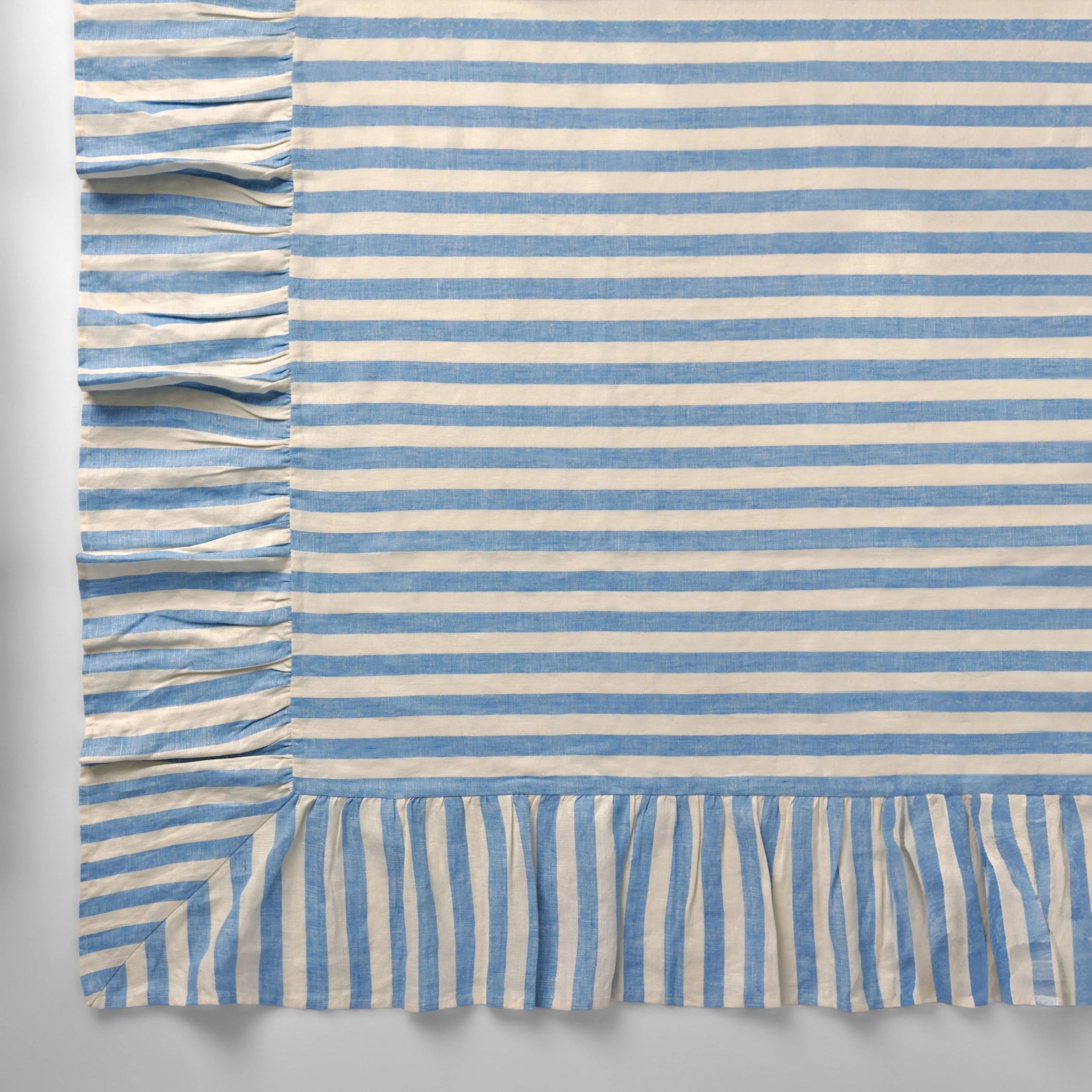 Candy stripe tablecloth, cornflower