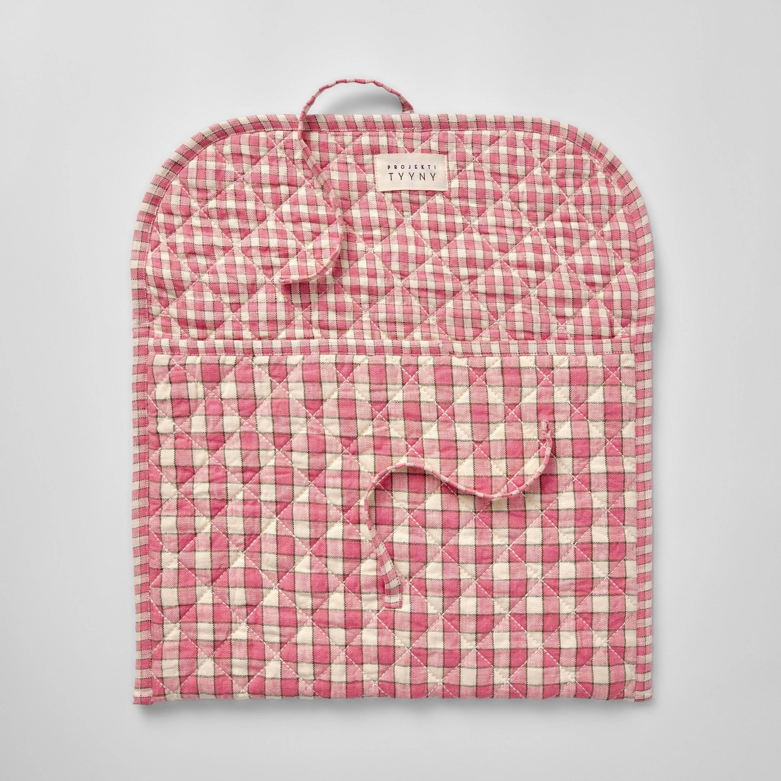 Gingham quilted laptop case, peony