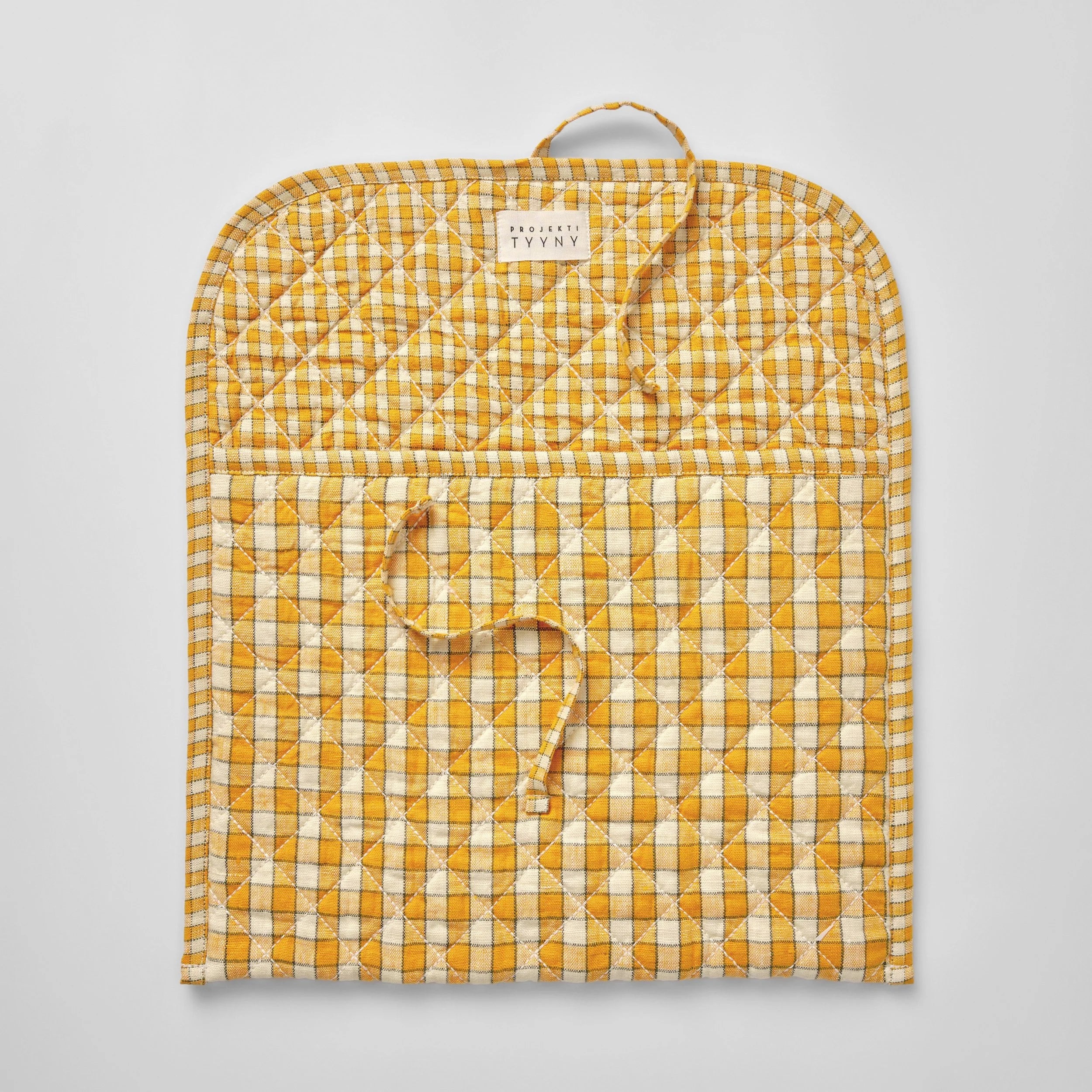 Gingham quilted laptop case, apricot
