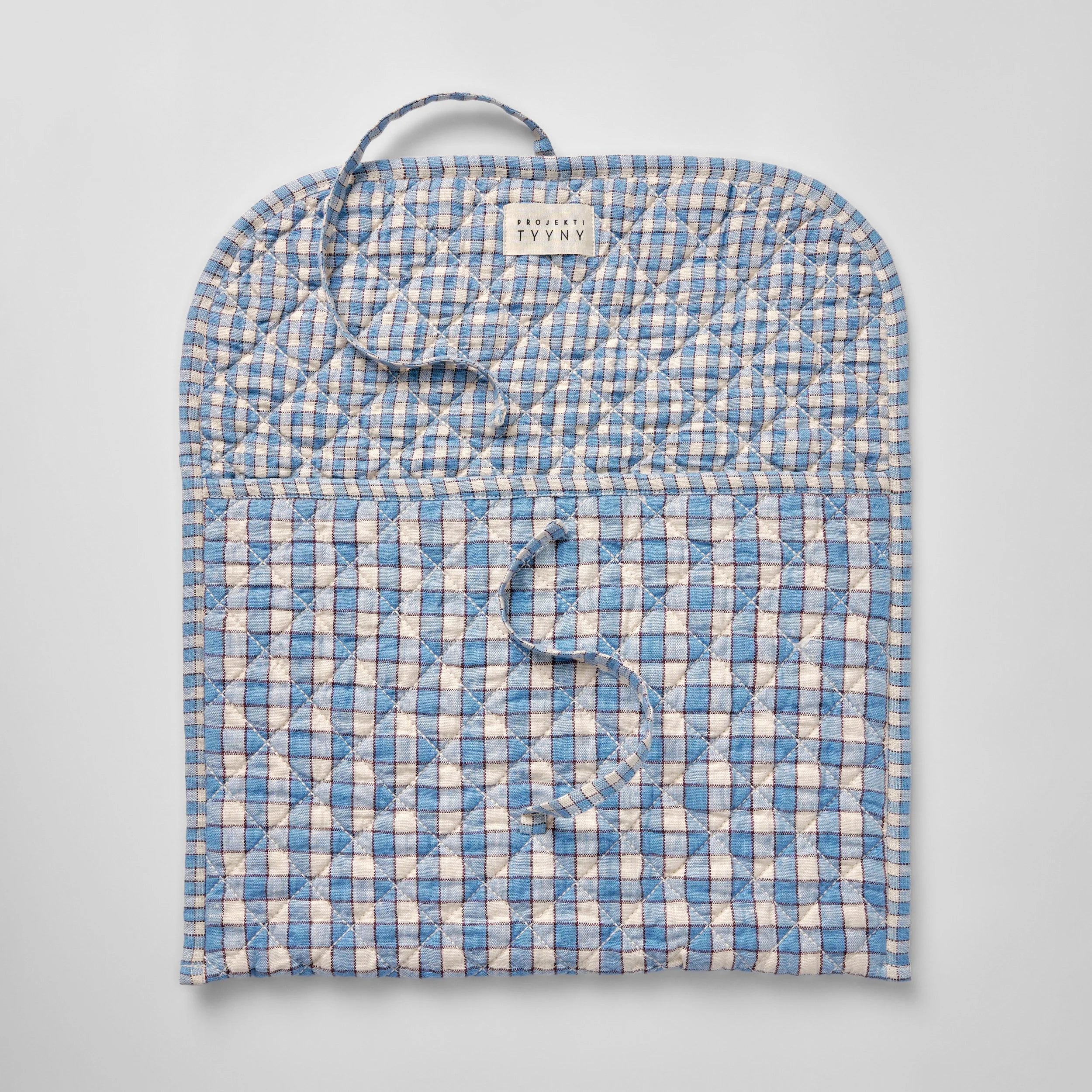 Gingham quilted laptop case, cornflower