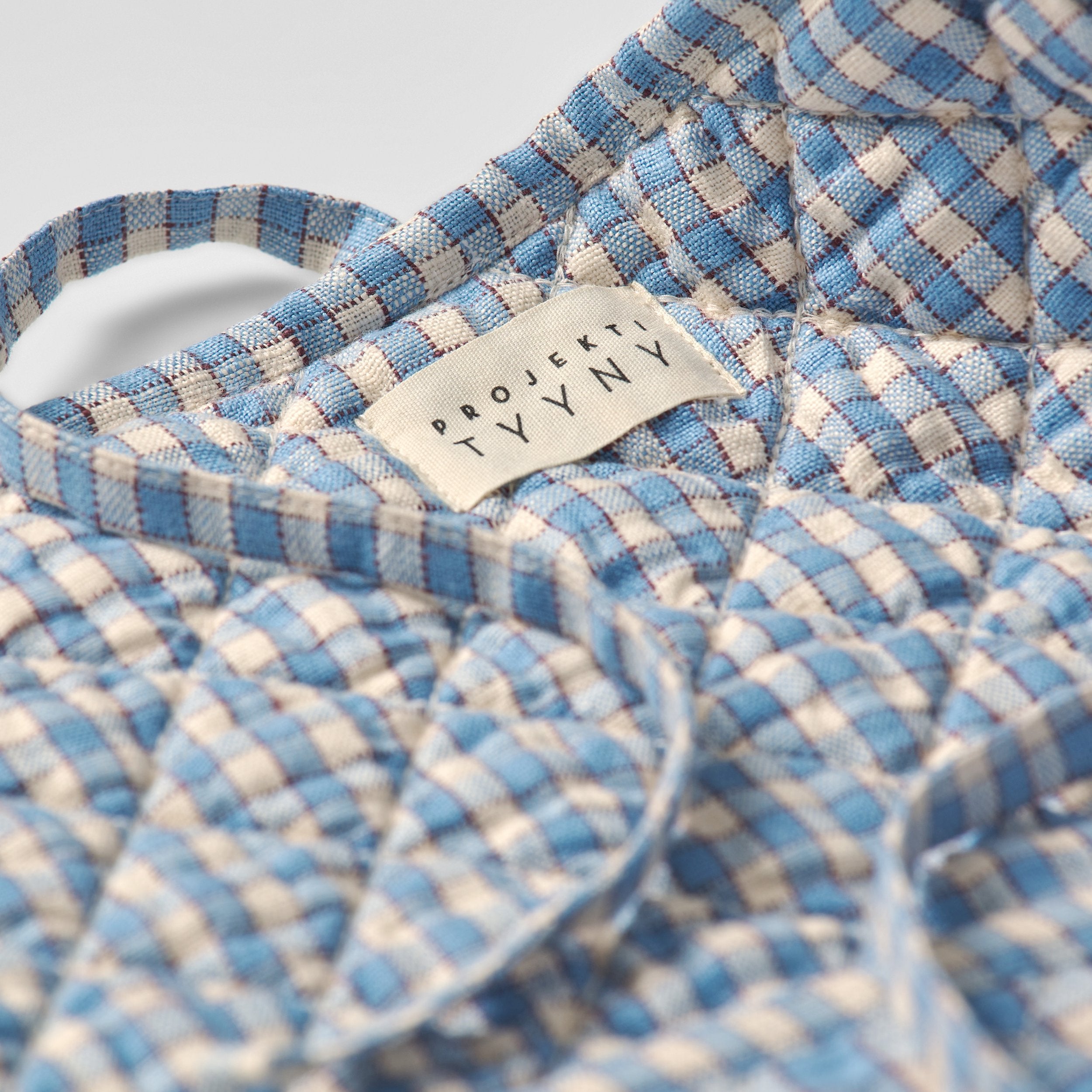 Gingham quilted laptop case, cornflower