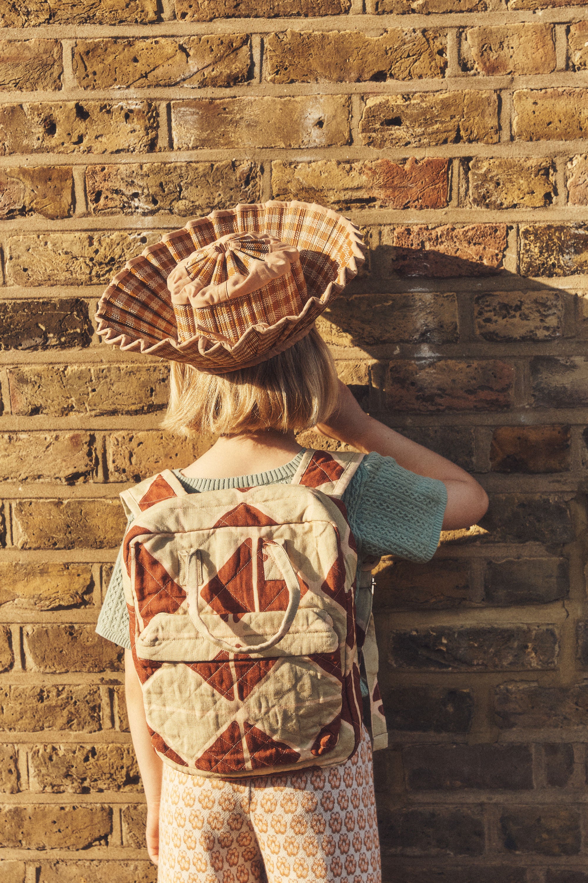Jester harlequin quilted kids rucksack, pistachio/cacao