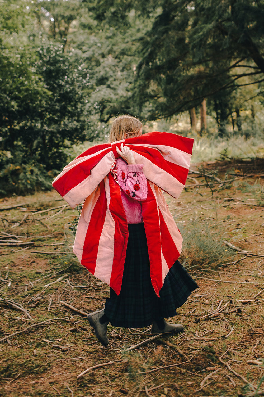 GIGANTIC Stripe velvet bow, red/pink