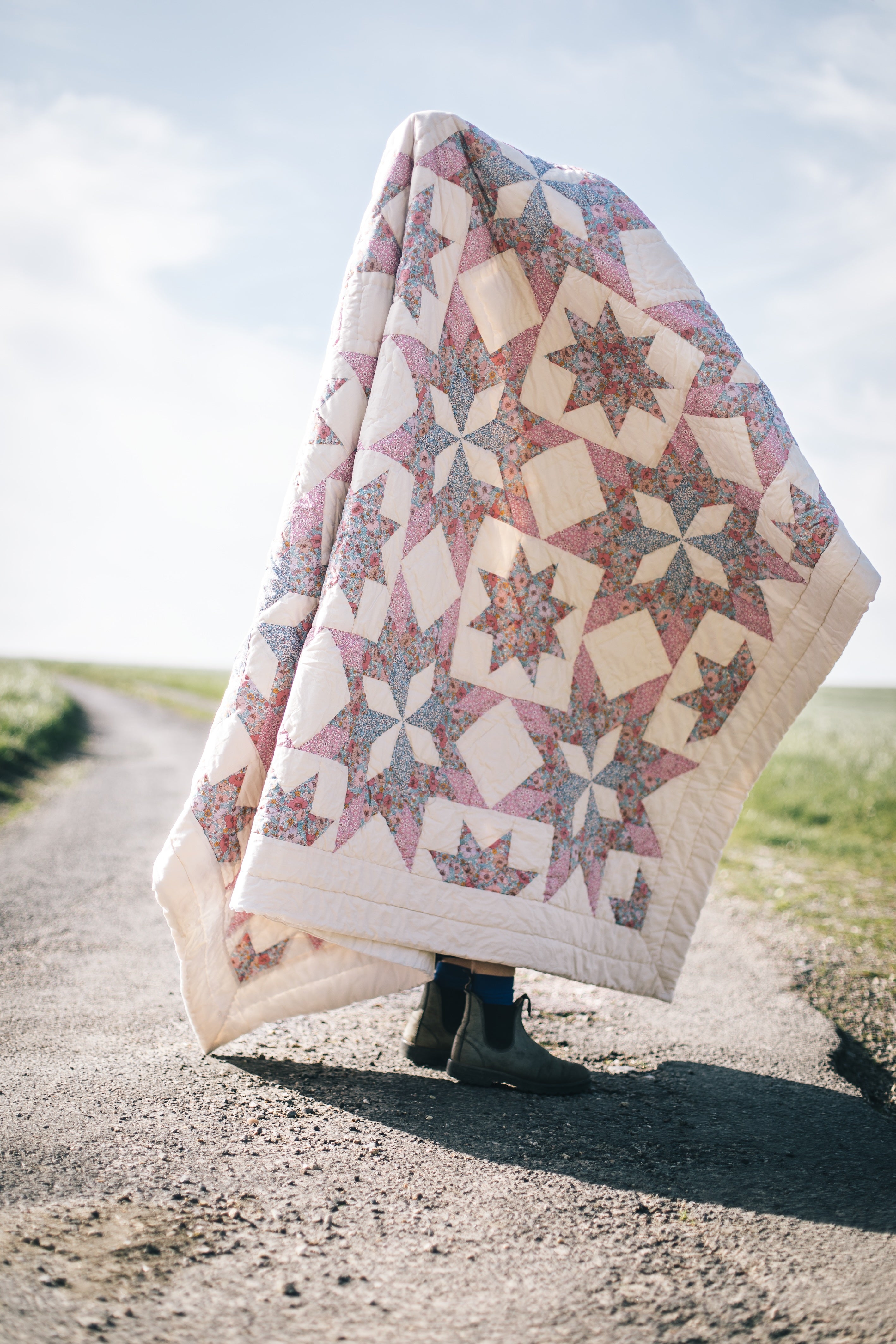 Shooting Star, made with Liberty fabrics patchwork BABY quilt